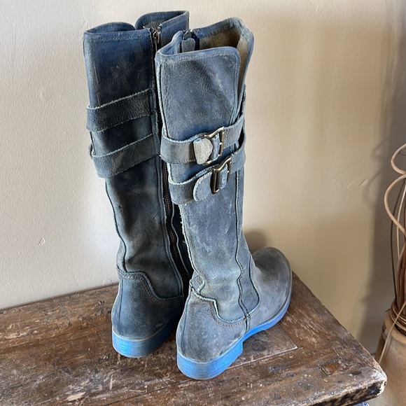 Bed Stu Gray Blue Leather Zipper Boots - Picture 3 of 9